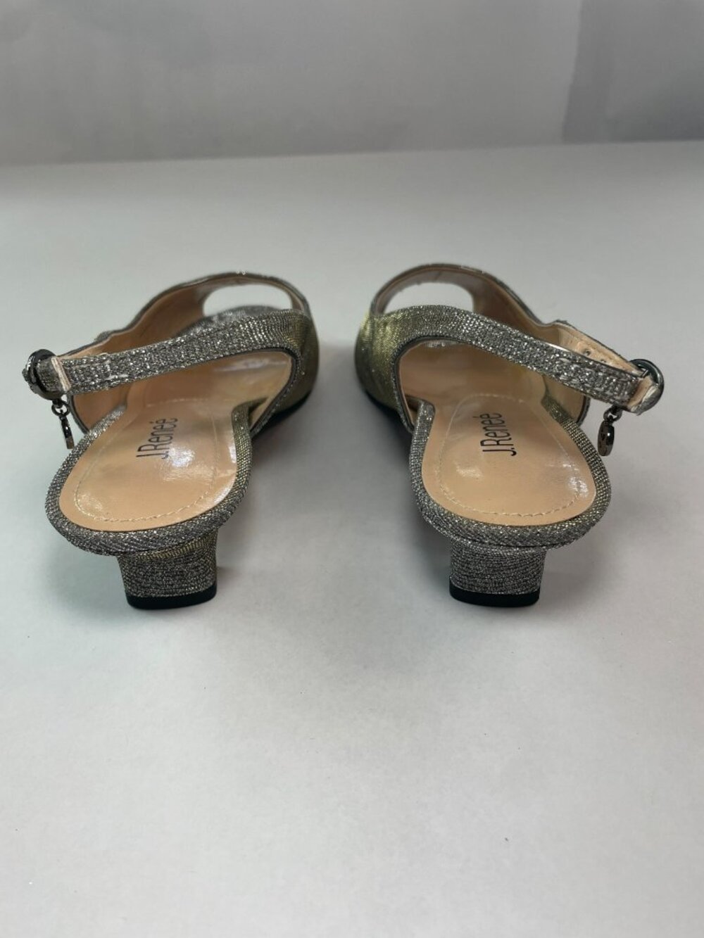 J. Renee Jenvey Silver Metallic Sling Back Sandals Sz 10WW MSRP$110 DEFECT NEW - Picture 5 of 12